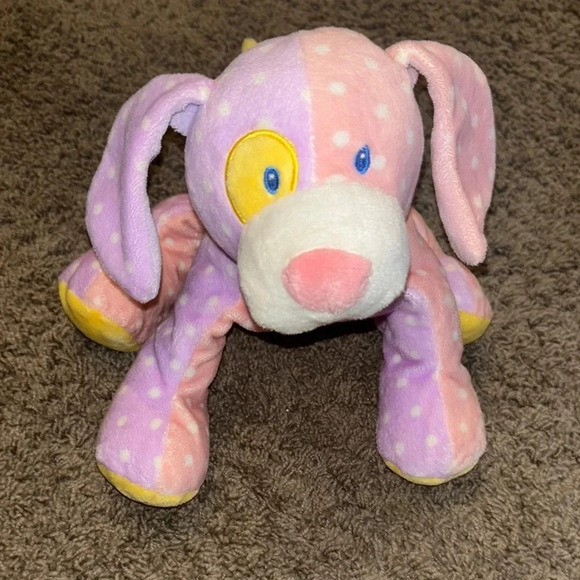 Pink and Purple Polka Dot Plush Dog Toy - Picture 1 of 6
